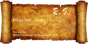 Röszler Iván névjegykártya